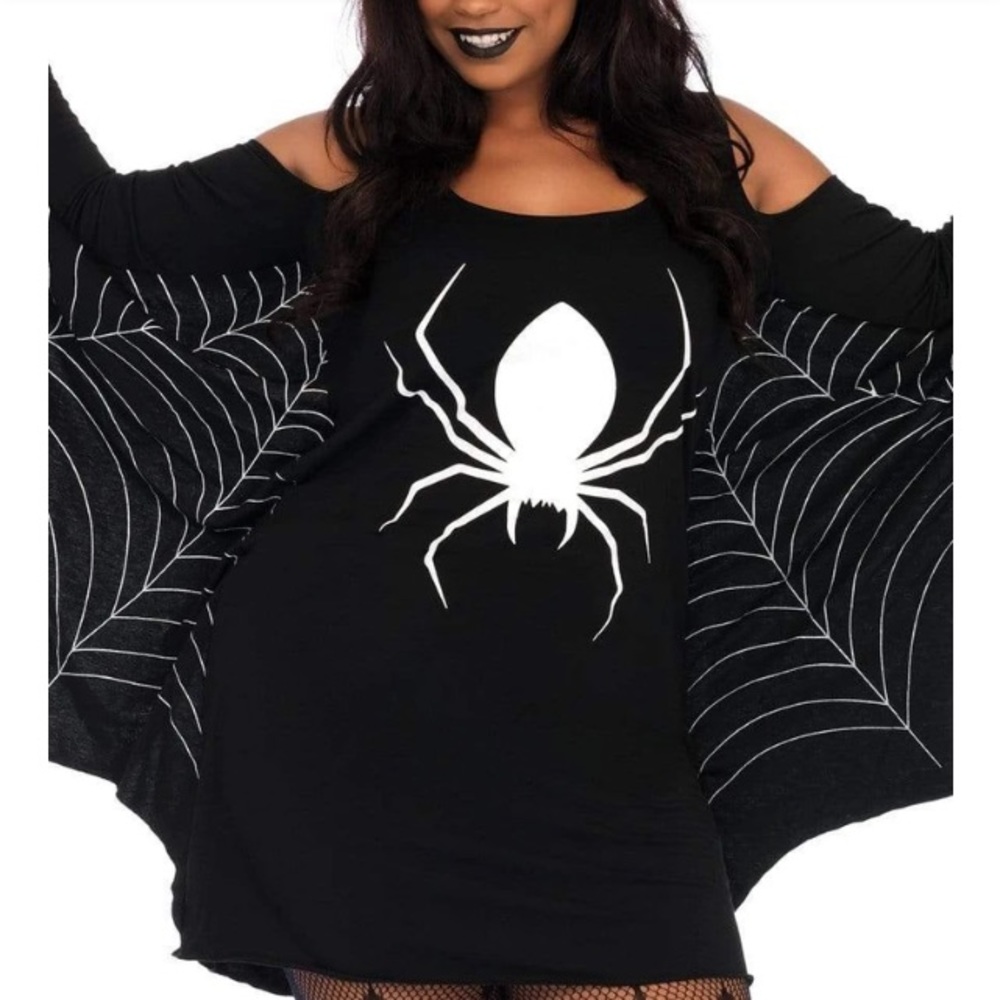 Plus Jersey Spider Web Dress With Wings